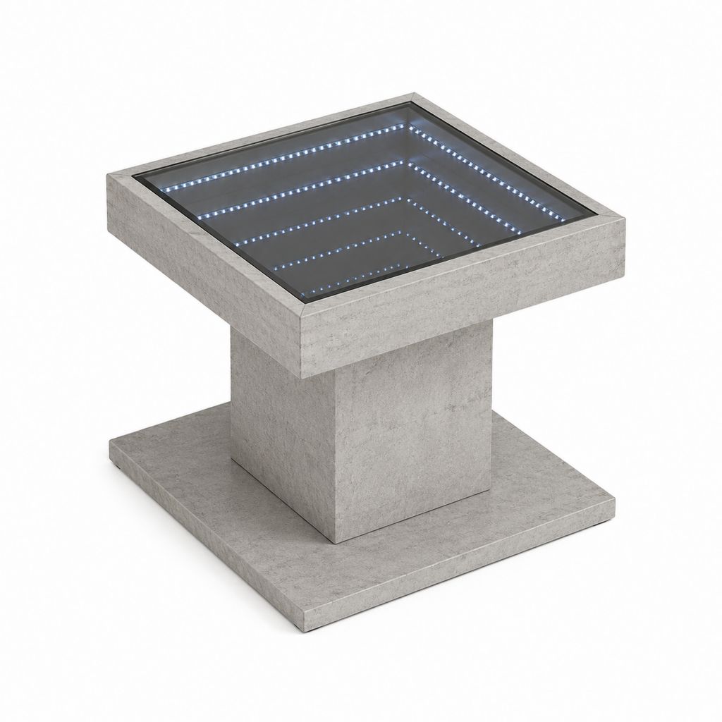 LED Couchtisch Grau MDF Betonoptik ESG-Glas quadratisch 60 x 60 x 45 cm