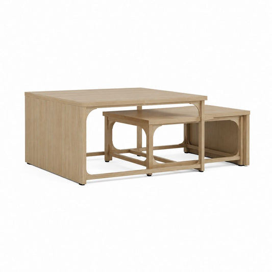 Couchtisch Set 3-teilig Eiche MDF rechteckig 120 x 60 x 45 cm 80 x 45 x 40 cm 60 x 40 x 35 cm