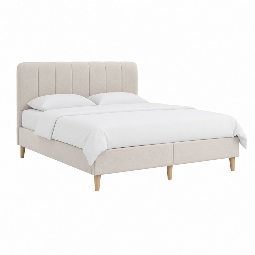 Polsterbett Doppelbett Beige Polyester Rechteckig 160 x 200 cm