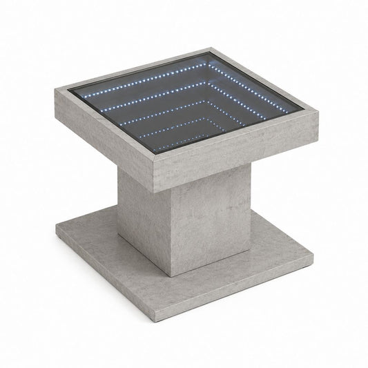 LED Couchtisch Grau MDF Betonoptik ESG-Glas quadratisch 60 x 60 x 45 cm