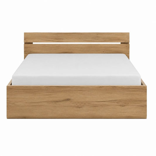 Doppelbett Bettgestell Eichenoptik aus Spanplatte rechteckig für Matratze 160 x 200 cm