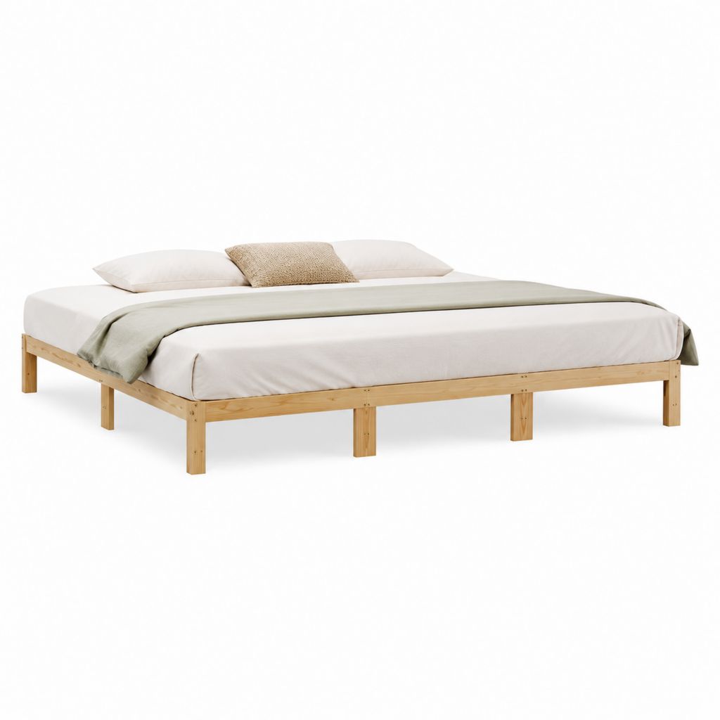 Doppelbett Bettgestell Natur Kiefer Massivholz rechteckig 180 x 200 cm