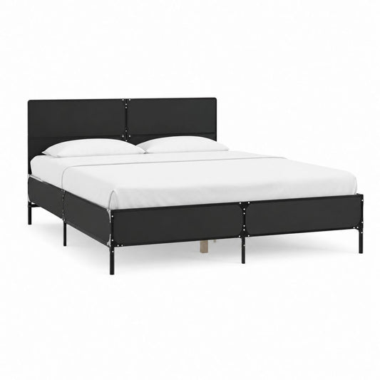 Metallbett Doppelbettgestell Schwarz pulverbeschichteter Stahl rechteckig 160 x 200 cm