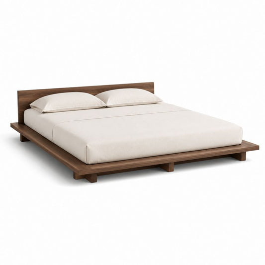Doppelbett Bettgestell Dunkelbraun Nussbaumfurnier rechteckig 180 x 200 cm