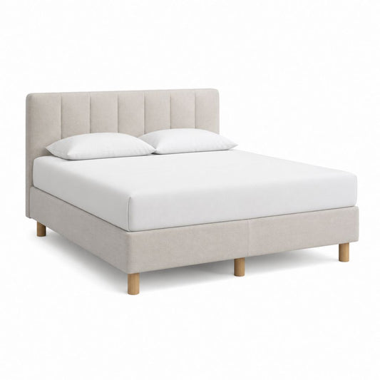 Polsterbett Doppelbett Beige Polyestergewebe Rechteckig 160 x 200 cm