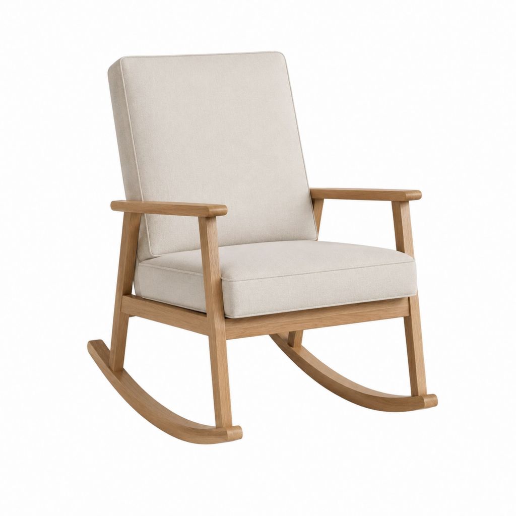 Garten-Schaukelstuhl Beige aus massivem Akazienholz mit Polyesterpolstern 68 x 90 x 98 cm